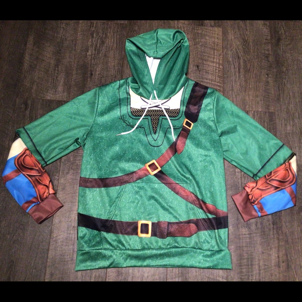 Link Hylian Master Legend Of Zelda Cosplay Sweatshirt Hoodie NWOT.Size Large.
